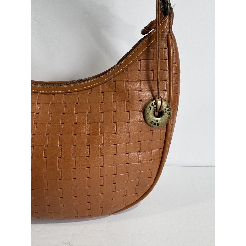 The Sak Women's Small Hobo Woven Leather Bag Brown Adjustable Strap NWT - Picture 6 of 9
